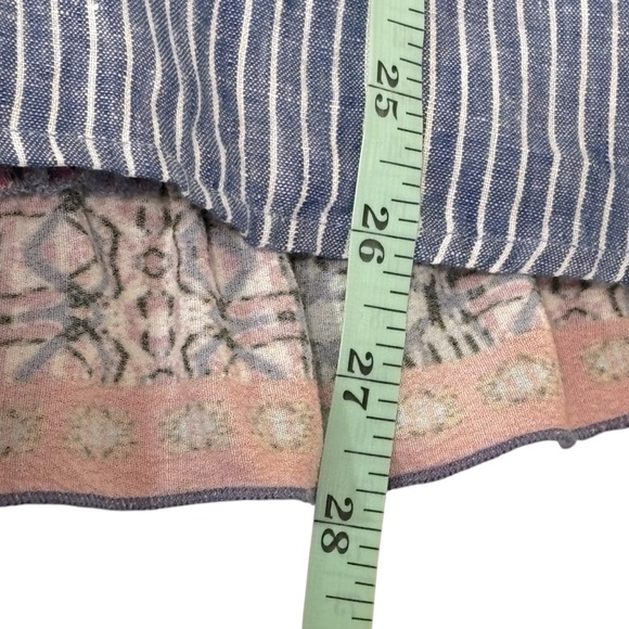 JOHN MARK - SZ SMALL - LINEN BLUE / WHITE STRIPED FABRIC- EXTENSIVE EMBROIDERYB7 - Picture 7 of 10